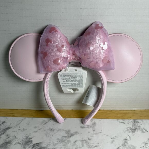 NWT Disney Pink Milk Ears Faux Leather Minnie Mouse Bow Headband VIRAL